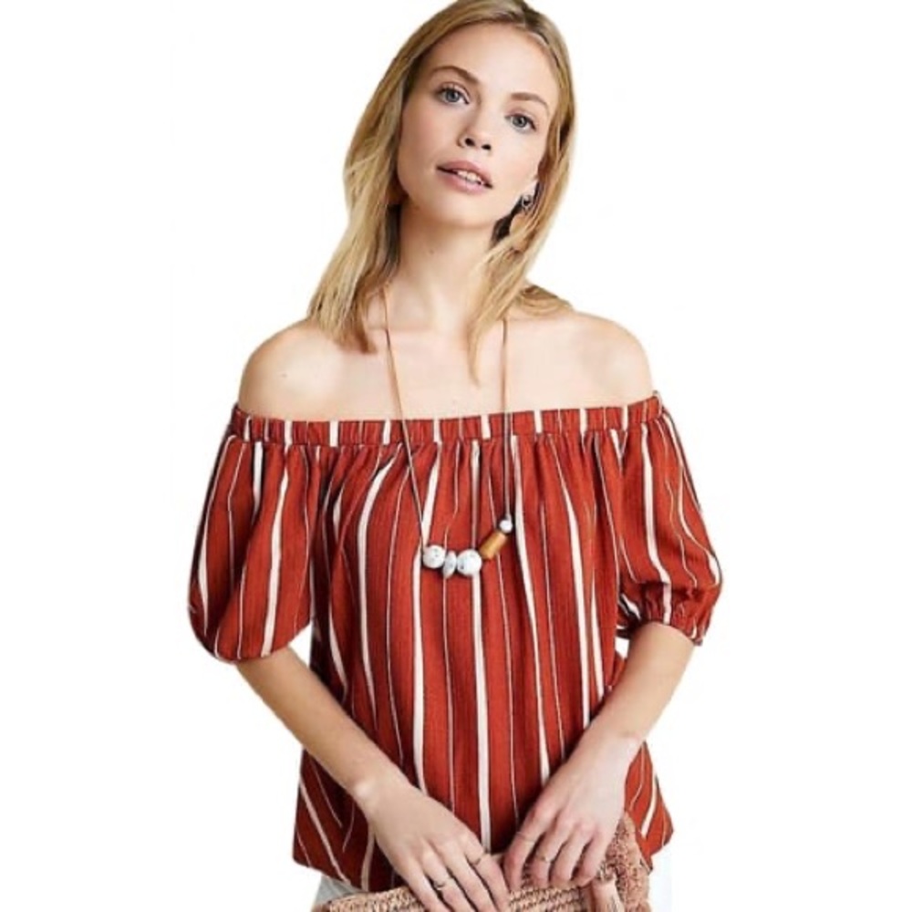 Anthropologie Elodie Off Shoulder Stripe Top